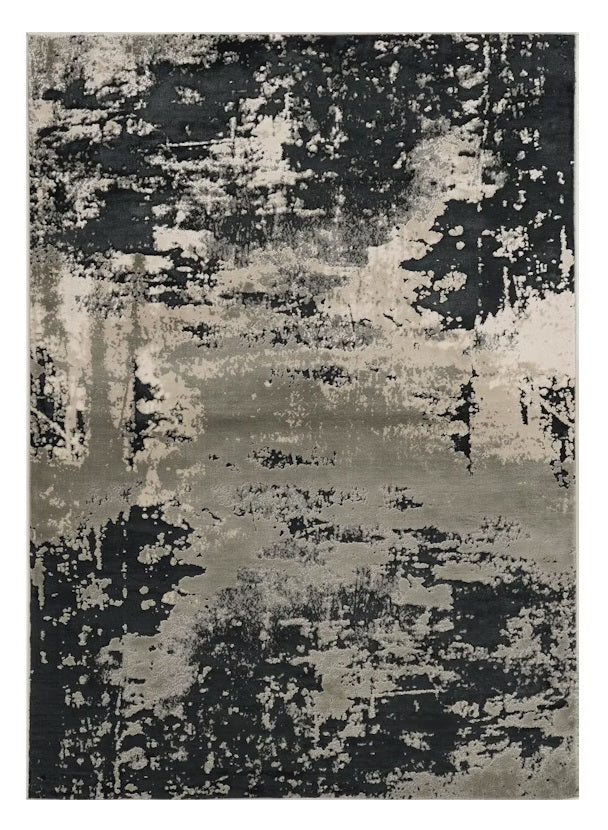 10' X 13' Black and Silver Abstract Area Rug