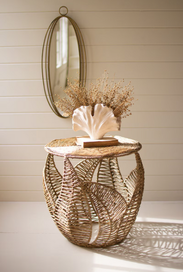 Seagrass Side Table with Fern Detail